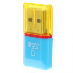 Cheap USB 2.0 Micro SD Memory Card Reader (Blue/Yellow)