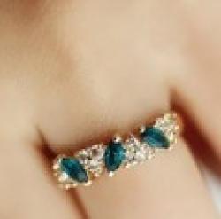 Cheap 2014 Retro Created Diamond Emerald Ring Sweet Rhinestone Ring Wholesale / Retail XY-R136 17mm size