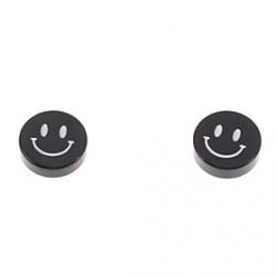 Cheap Vintage 1cm Magnet Smile Face Pattern Black Stud Earrings(1 Pair)