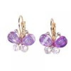 ES075 Free shipping mix wholesale 2014 new Fashion Korea Style Wings Rhinestones cute Purple Bow Butterfly Earrings for women Sale