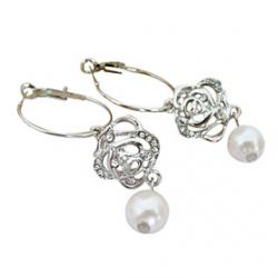 Cheap Han Jang Nara roses hollow diamond tassel pearl earrings E181