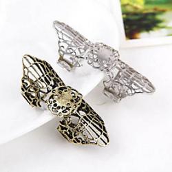 Europe Exaggerated Retro Oversized Hollow Carved Long Bendable Metal Joint Ring R747 R748 Sale