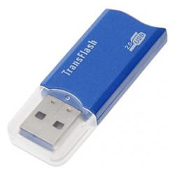 Cheap Mini USB 2.0 Memory Card Reader (Blue)
