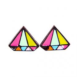 Korean version of the new Korean fashion personality color diamond shape stud earrings E901 Sale