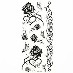 Cheap Waterproof Black Rose Temporary Tattoo Sticker Tattoos Sample Mold for Body Art (18.5cm8.5cm)