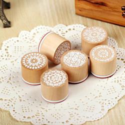 Low Price on Vintage Antique Round Lace Style Wooden Stamp (Random Pattern)