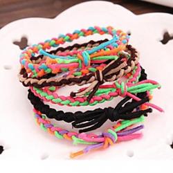 Cheap Spell Color Hand Woven Elastic Collision Matching Bracelet Rope Hair Bands (Color Random)
