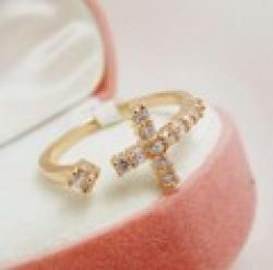 Low Price on 2014 Fashion Exquisite Rhinestone Cross Cuff Finger Rings XY-R106 17mm size