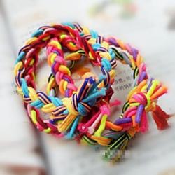 Cheap Contrast Color Hand-woven Hair Bands Elastic Wide Version Twist Braid Rope (Color Random)