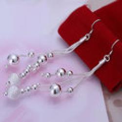 Cheap E006 Wholesale 925 silver earring 925 silver fashion jewelry earring Triple Line of Beans Earrings