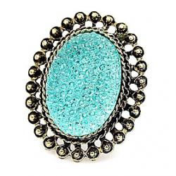 Low Price on Hot European and American retro candy colored gemstone rings hollow oval (random color)