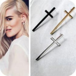 Cheap Min.order is $10 (mix order) Fashion black\silver\gold cross earrings jewelry wholesale free shipping women stud earrings EH114