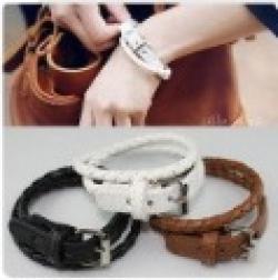 Low Price on 2013 New Arrival Hot Selling 3 colors Double Wrap Belt Bracelet Leather Bracelet B4