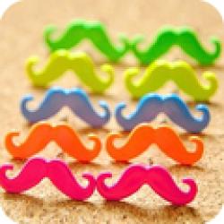 Low Price on OMH wholesale 12 pair off 48% = $0.33/pair EH22 punk candy color neon color multicolor beard stud earrings 2g
