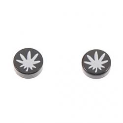 Classic Magnet Maple Pattern Black Stud Earrings(1 Pair) Sale