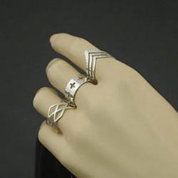 European Hollow Shape Silver Women'S Midi Rings(1 Pc) Random Pattern Sale