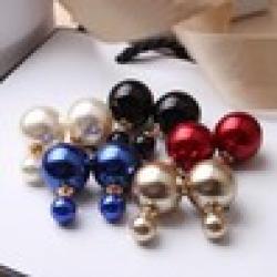 Low Price on Free Shipping $10 (mix order) 2014 Fashion Designed Jewelry Women's Double Shining Pearl Stud Earrings Statement Earrings