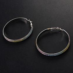 Low Price on Fashion Assorted Color Alloy Hoop Earrings(Silver,Multicolor)(1 Pair)