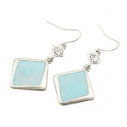 Low Price on Simple and refreshing sky blue square fashion flash diamond earrings E705