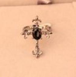 Low Price on 2014 new European and American retro pop black gem  Cross rings hot High Quality flower rings