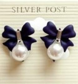 B214 new 2014 Fashion jewelry bowknot pearl  earrings for women Sale