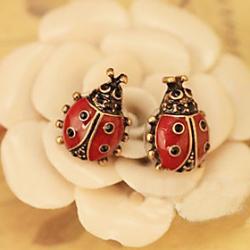Low Price on Retro fashion cute ladybug stud earrings vivid red female models E151