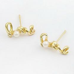 Love Korean Ladies Pearl Earrings Korean Cute Flash Diamond Earrings Female Love  E193 Sale