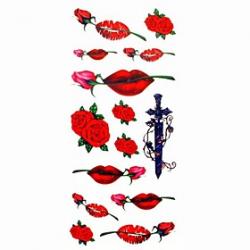 Low Price on 1pc Rose Lip Waterproof Tattoo Sample Mold Temporary Tattoos Sticker for Body Art(18.5cm8.5cm)