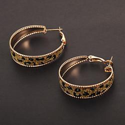 Fashion Circle Shape Leopard Print Golden Hoop Earrings(1 Pair) Sale
