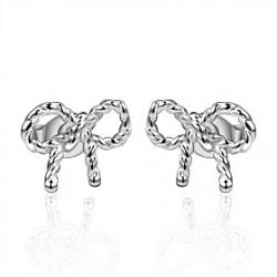 Fashion (Bowknot Design) Silver-Plated Stud Earrings (Silver) (1 Pair) Sale